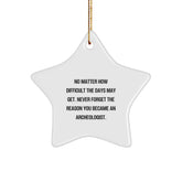 Inspirational Archeologist Gifts from Men, Women, Friends, Family for Christmas Unique Star Ornament - 'No Matter How Difficult The Days May Get' - Image 1